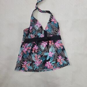 SWIMSUITS FOR ALL Woman's Dark Multi-Colored Tankini size 10